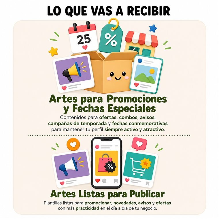 Artes para promociones, fechas especiales y contenido listo para publicar